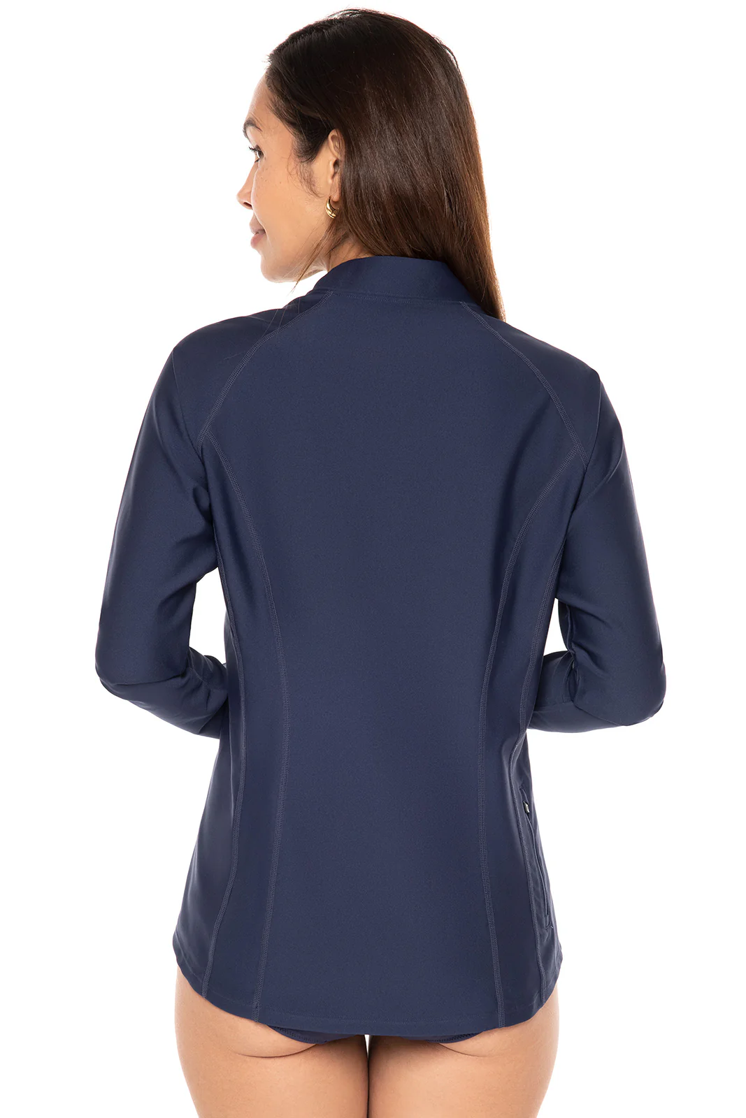Women's Freestyle Long Sleeve Quarter Zip Rash Guard | Navy - Image 3