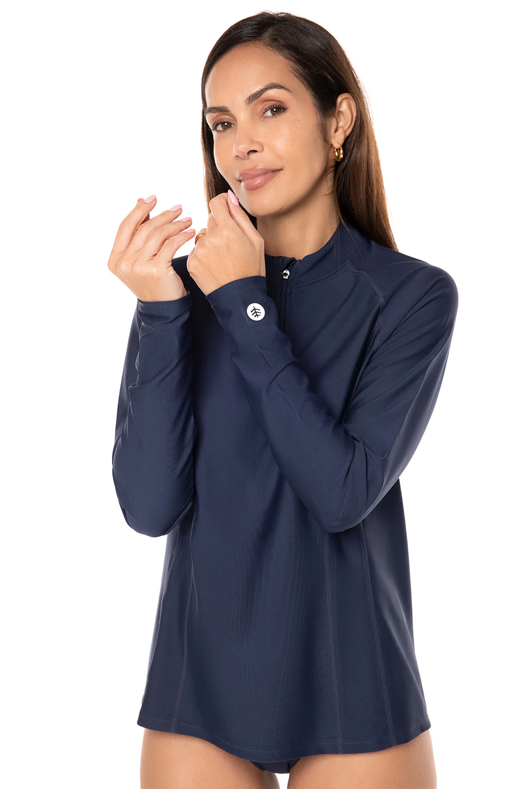 Women's Freestyle Long Sleeve Quarter Zip Rash Guard | Navy - Image 4