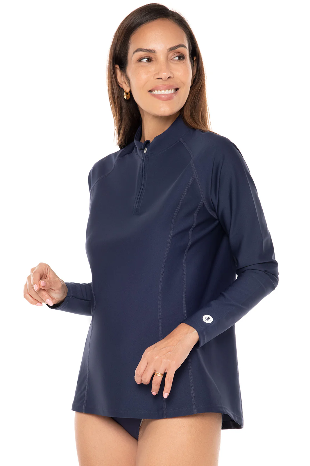 Women's Freestyle Long Sleeve Quarter Zip Rash Guard | Navy - Image 5