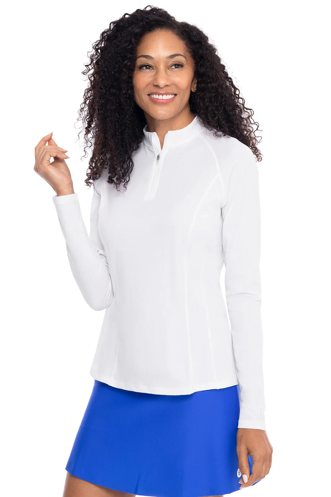 Women's Freestyle Long Sleeve Quarter Zip Rash Guard | White - Image 2