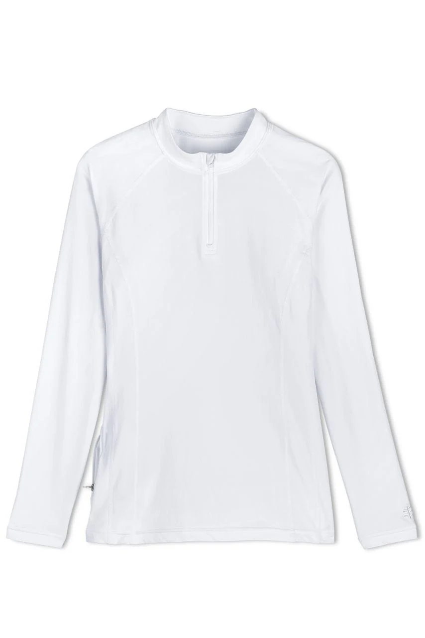 Women's Freestyle Long Sleeve Quarter Zip Rash Guard | White - Image 4