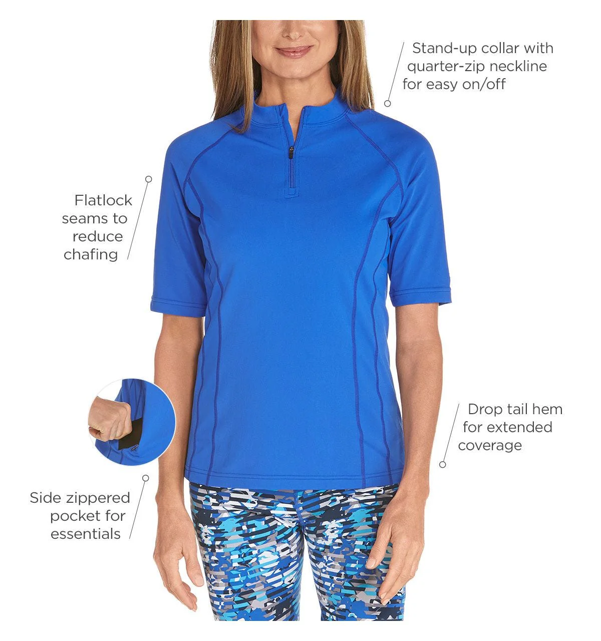 Women's Freestyle Short Sleeve Rash Guard | Baja Blue - Image 6