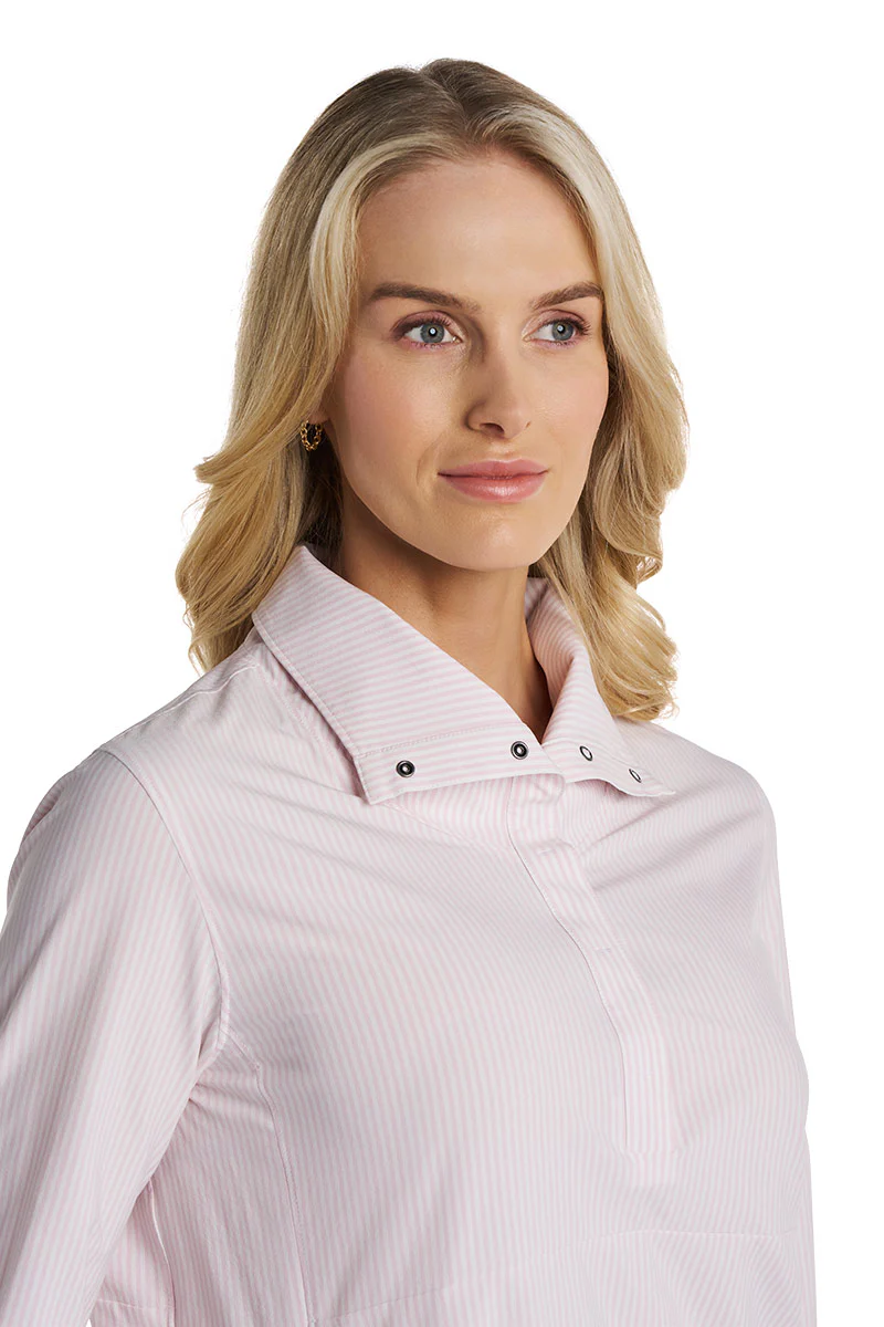 Women's Catona Funnel Neck Long Sleeve Top | White/Powder Stripe - Image 4
