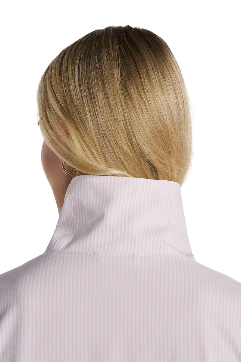 Women's Catona Funnel Neck Long Sleeve Top | White/Powder Stripe - Image 6
