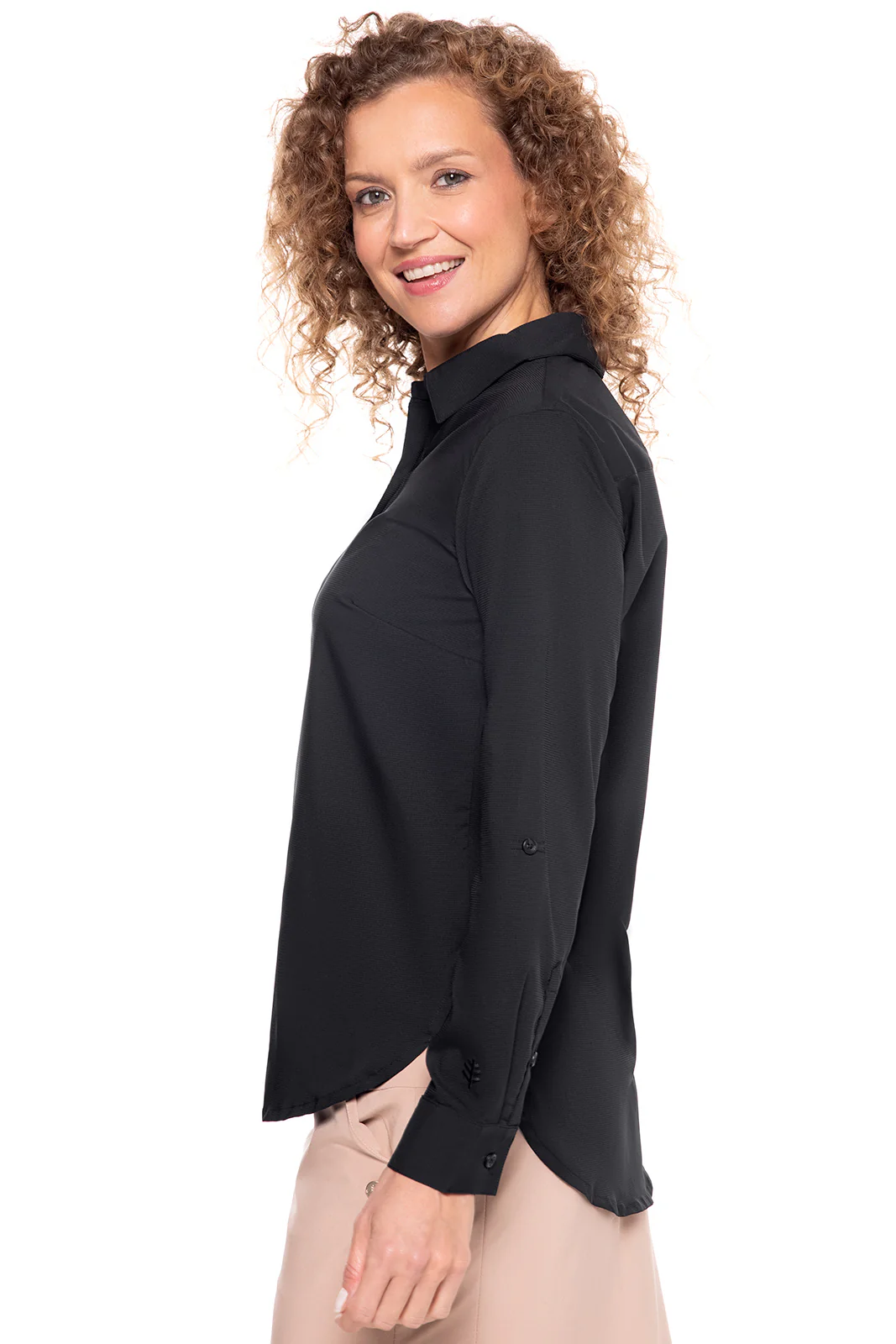 Women's Hepburn Shirt with Roll-Up Sleeves | Black - Image 2