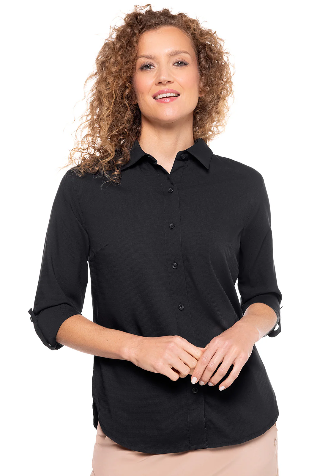 Women's Hepburn Shirt with Roll-Up Sleeves | Black - Image 8