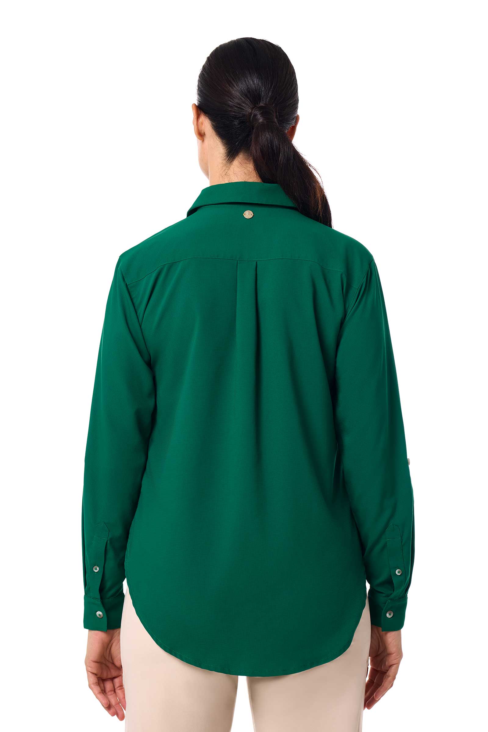 Women's Hepburn Shirt with Roll-Up Sleeves | Eden Green - Image 5