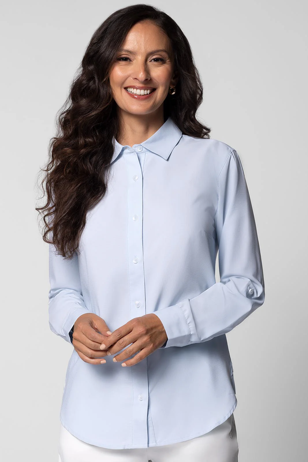 Women's Hepburn Shirt with Roll-Up Sleeves | Light Blue - Image 10