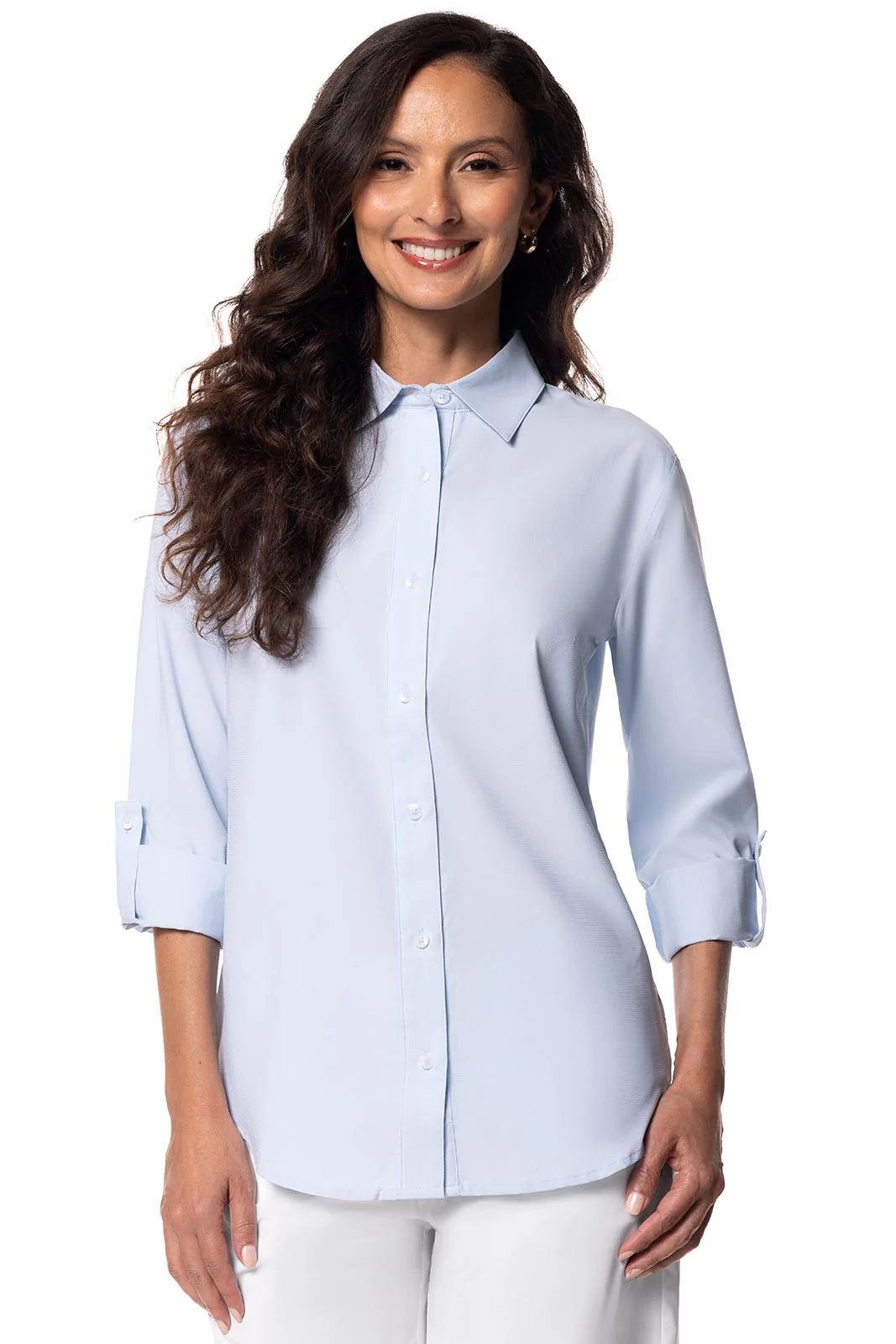 Women's Hepburn Shirt with Roll-Up Sleeves | Light Blue - Image 3