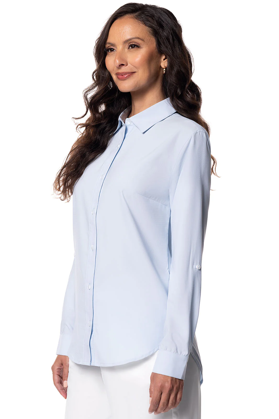 Women's Hepburn Shirt with Roll-Up Sleeves | Light Blue - Image 9