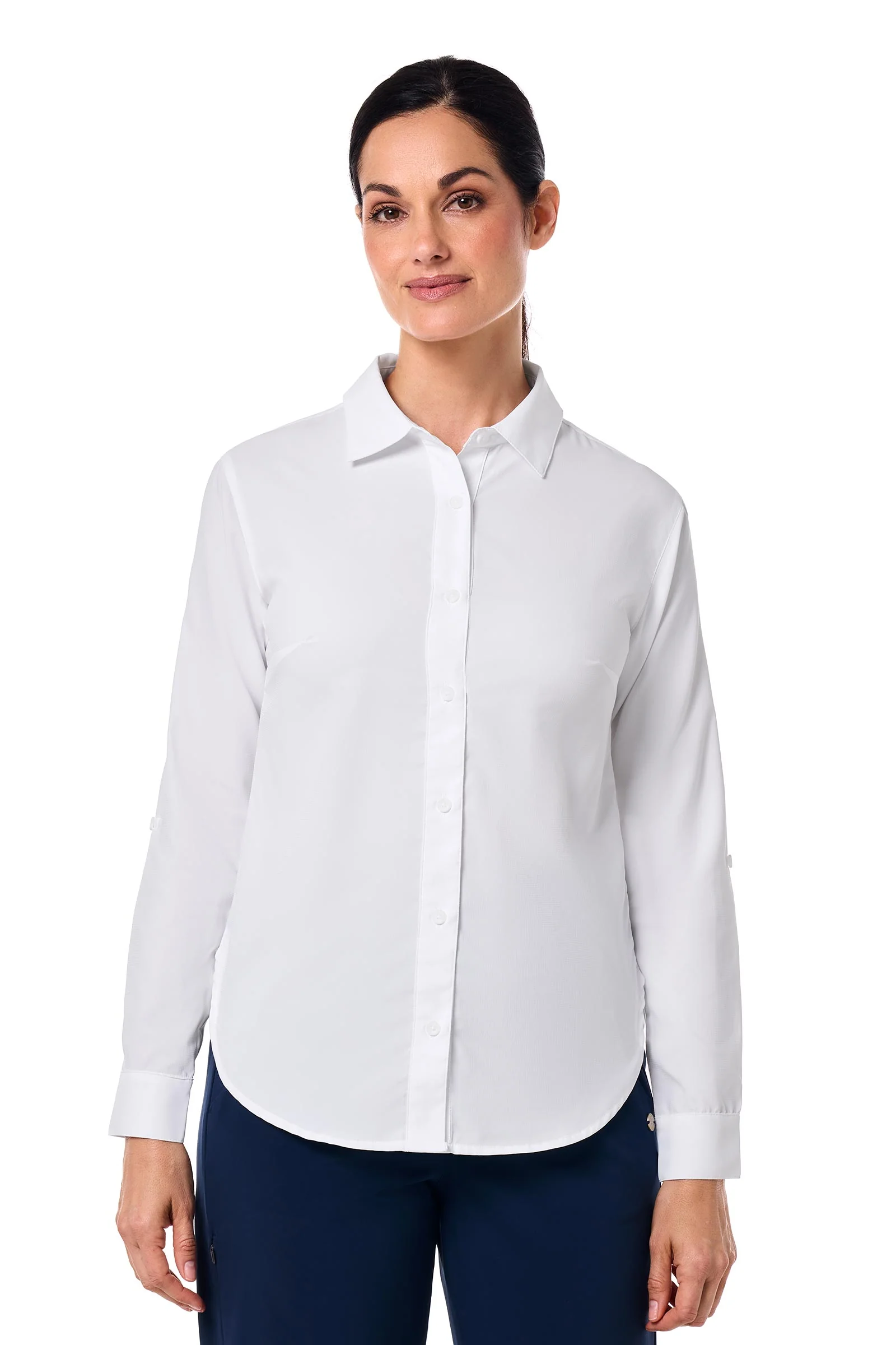 Women's Hepburn Shirt with Roll-Up Sleeves | White - Image 2