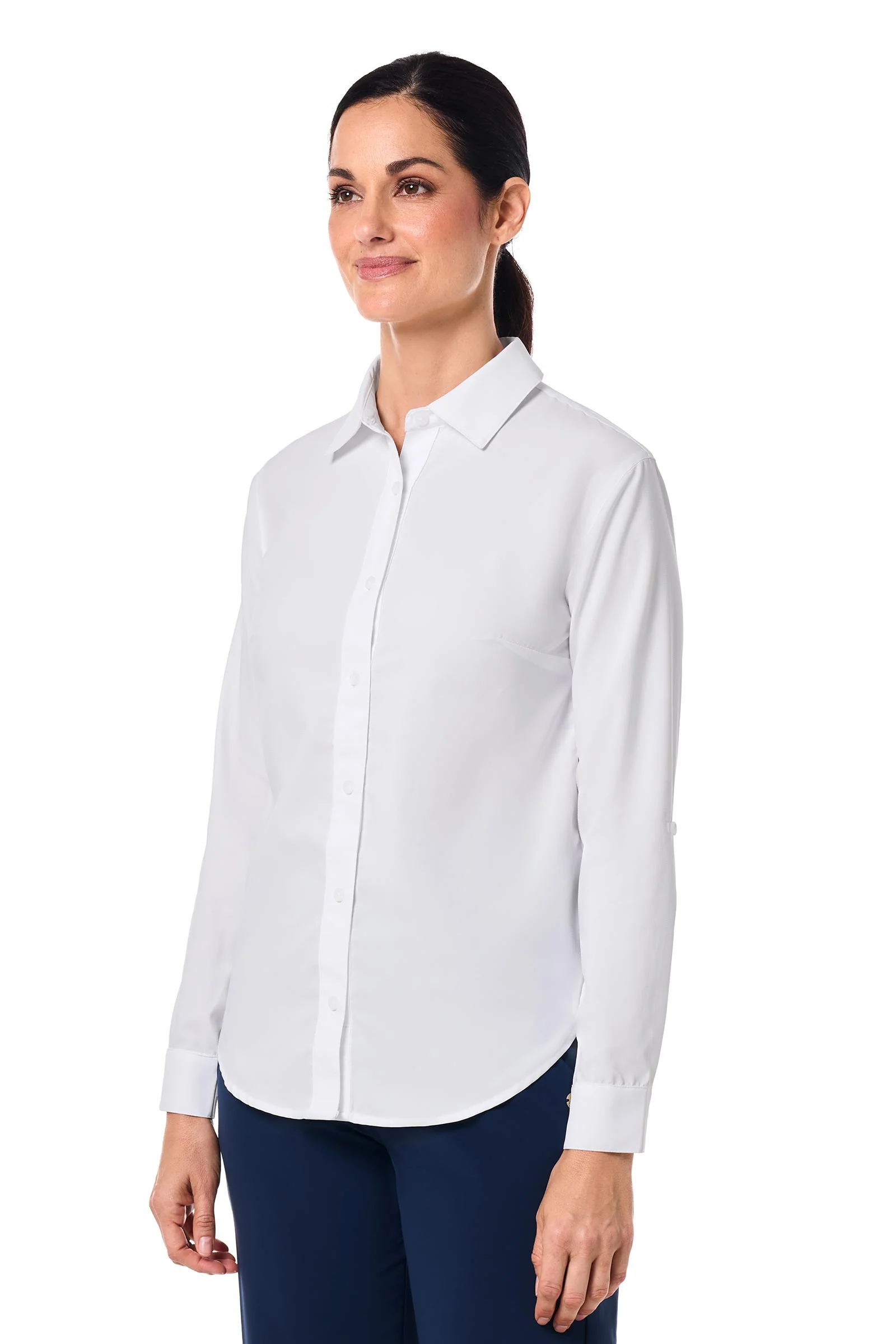 Women's Hepburn Shirt with Roll-Up Sleeves | White - Image 3