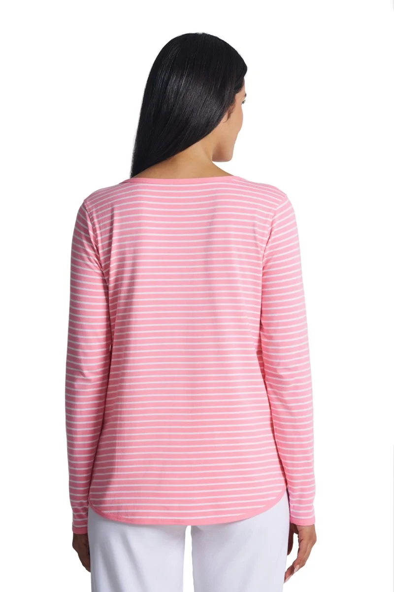 Women's Heyday Side Split Shirt | Flamingo Pink/White Stripe - Image 4