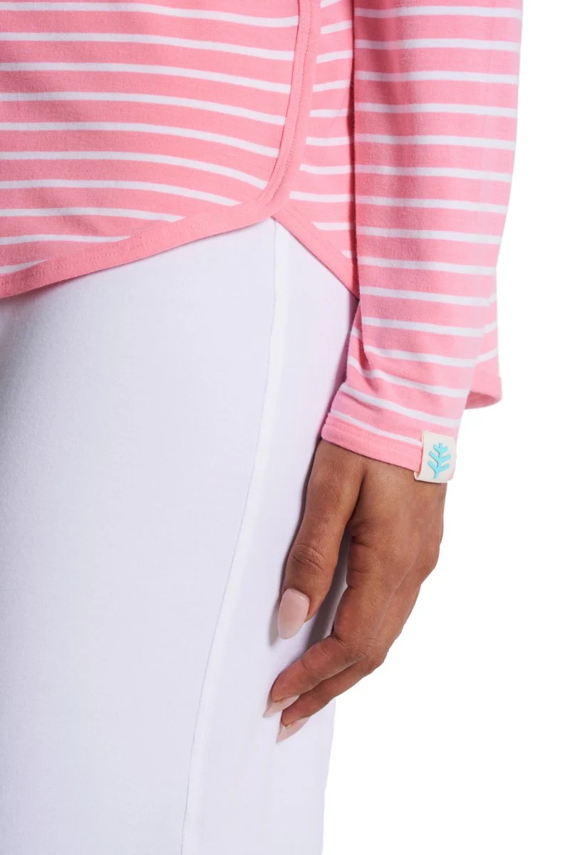Women's Heyday Side Split Shirt | Flamingo Pink/White Stripe - Image 5