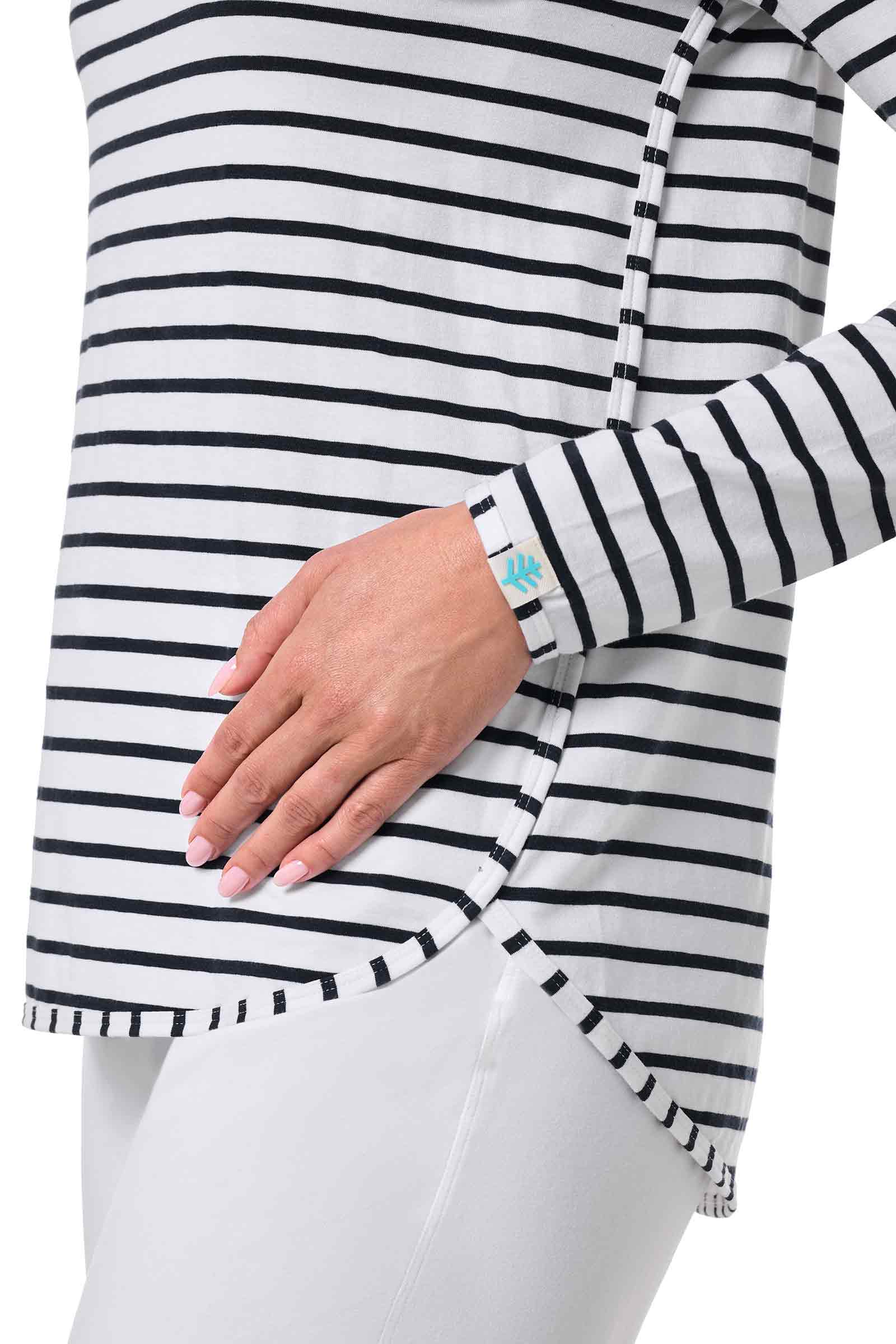 Women's Heyday Side Split Shirt | White/Navy Stripe - Image 5