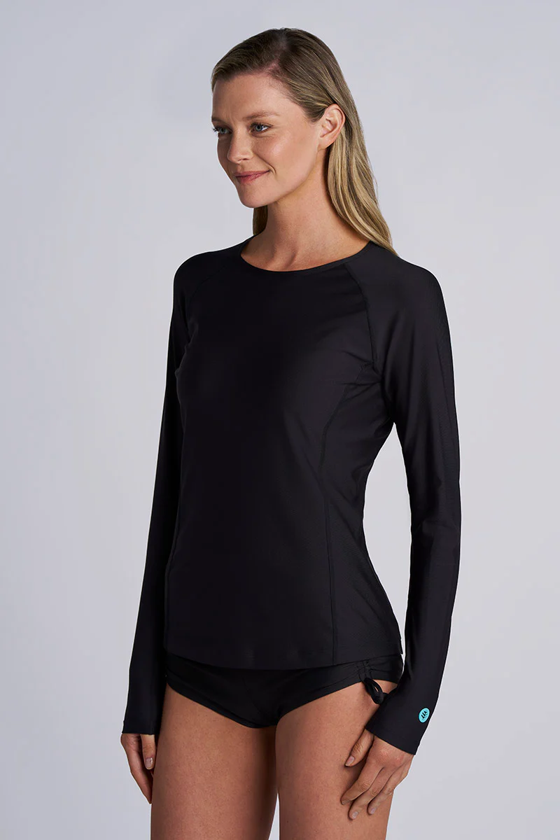 Women's Hightide Long Sleeve Swim Shirt | Black - Image 2