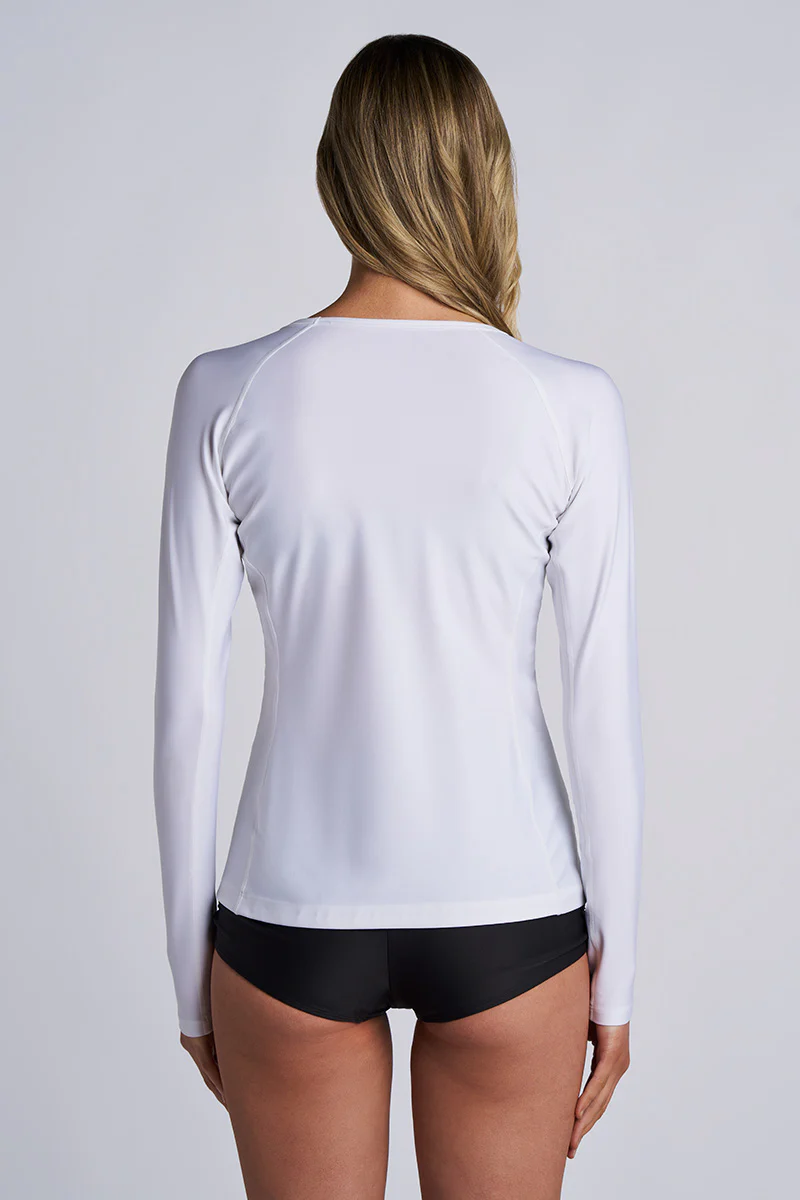 Women's Hightide Long Sleeve Swim Shirt | White - Image 4