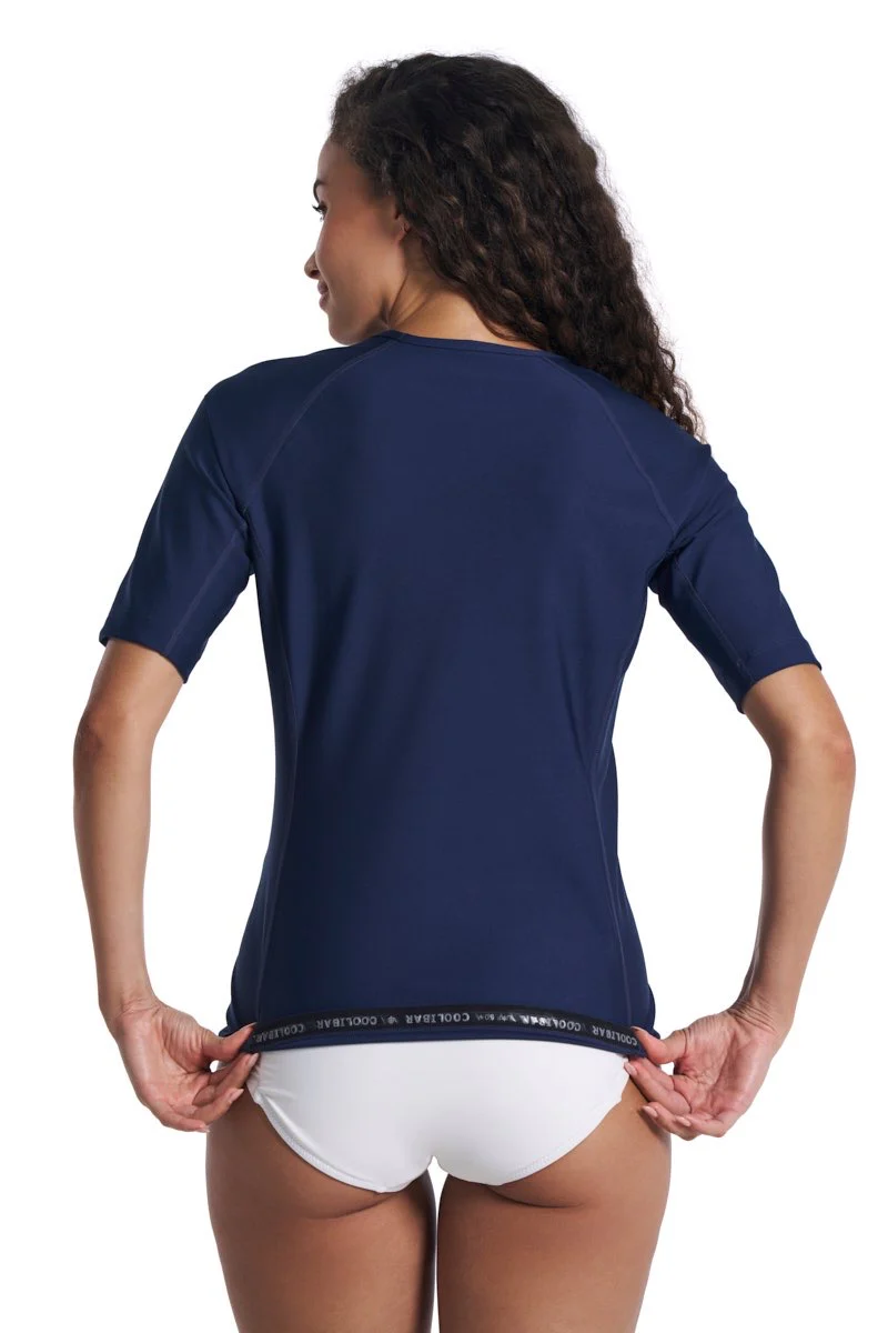 Women's Hightide Short Sleeve Swim Shirt | Navy - Image 4