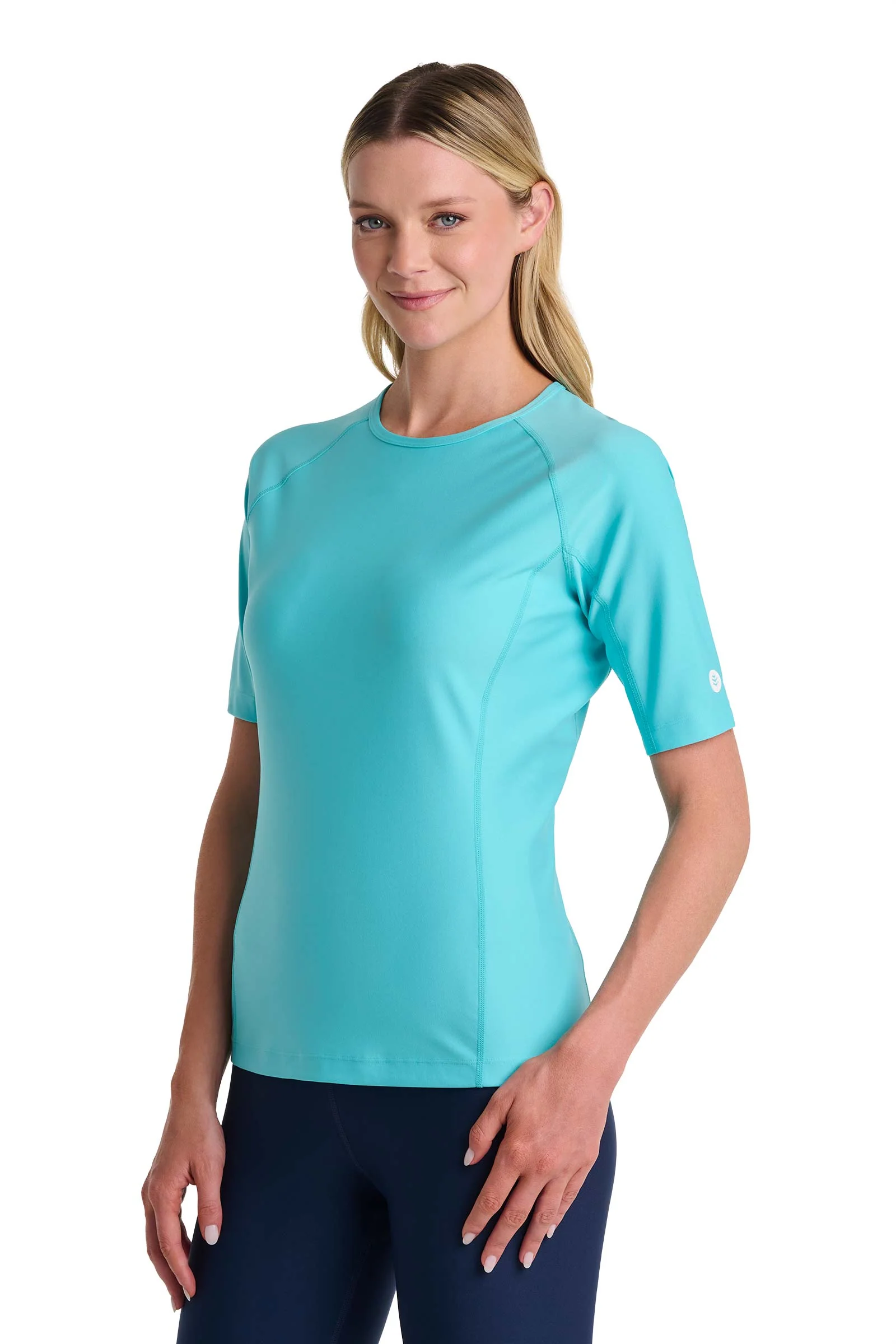 Women's Hightide Short Sleeve Swim Shirt | Blue Curacao - Image 4