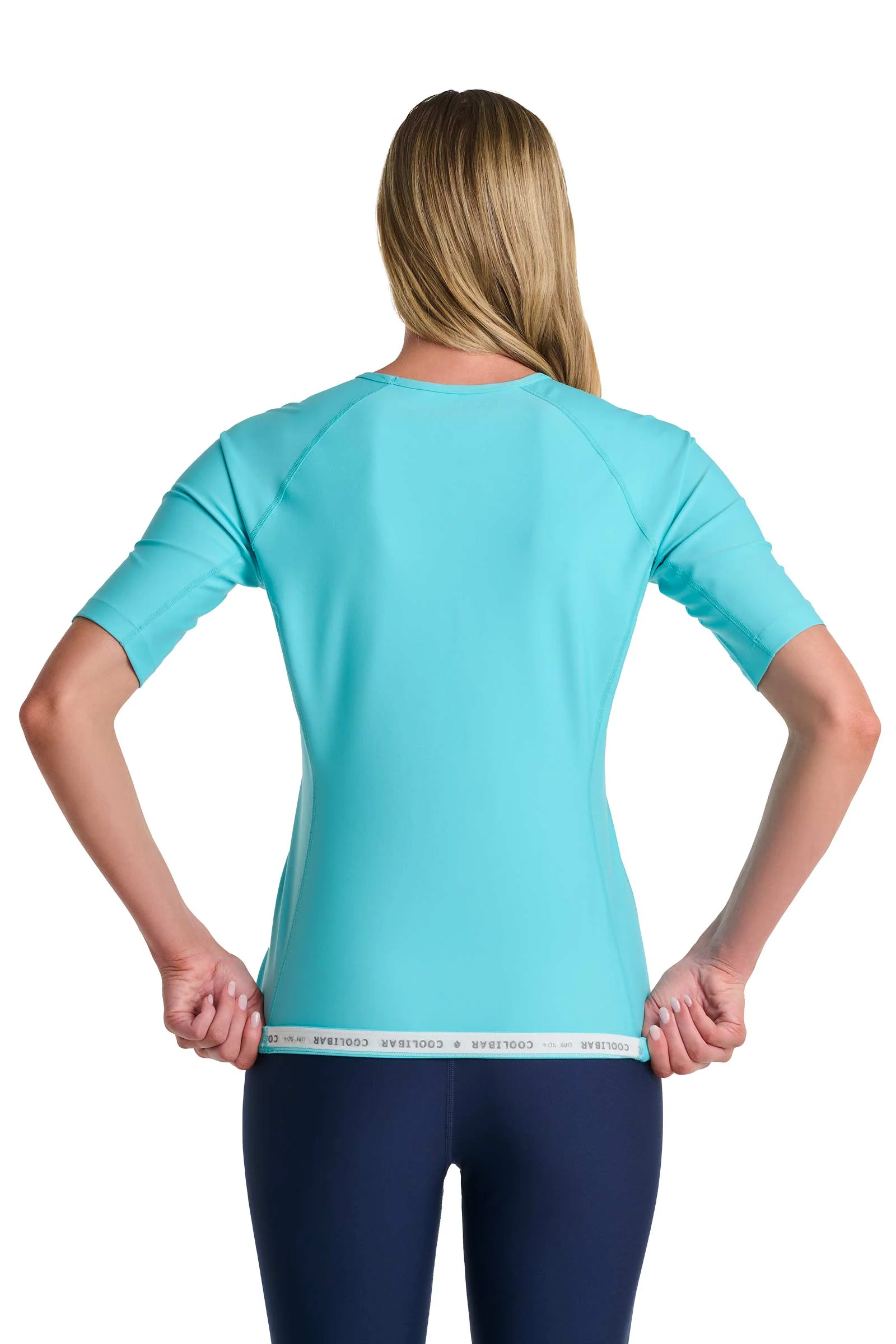 Women's Hightide Short Sleeve Swim Shirt | Blue Curacao - Image 6