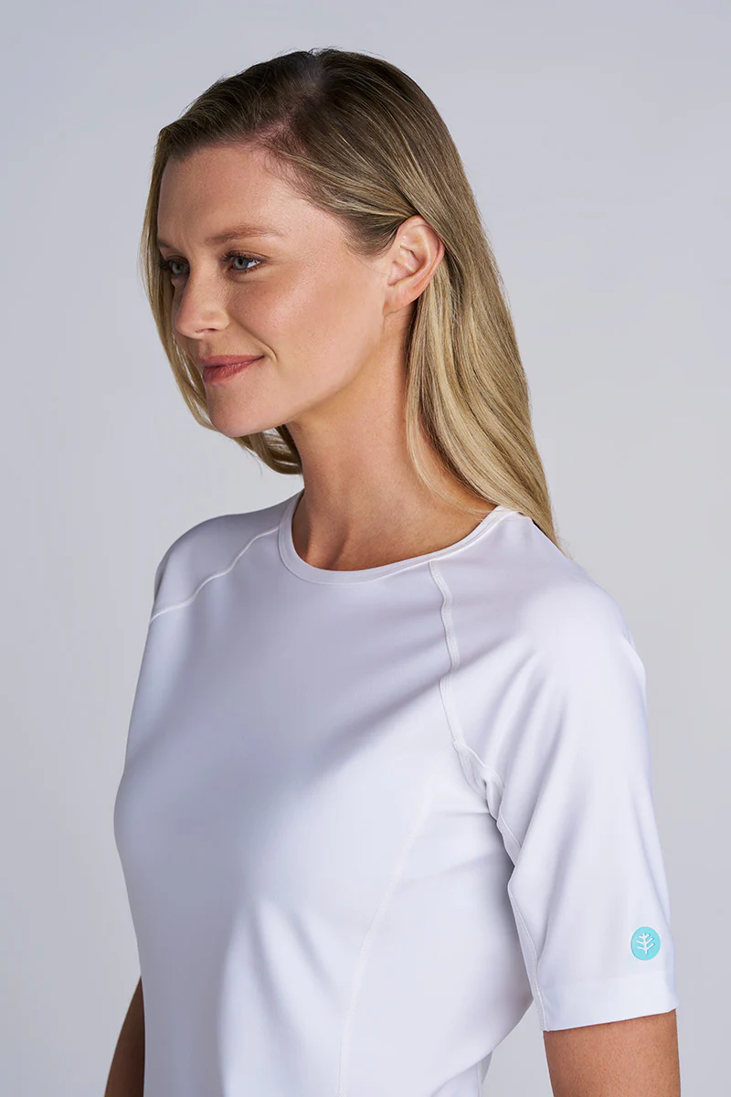 Women's Hightide Short Sleeve Swim Shirt | White - Image 6