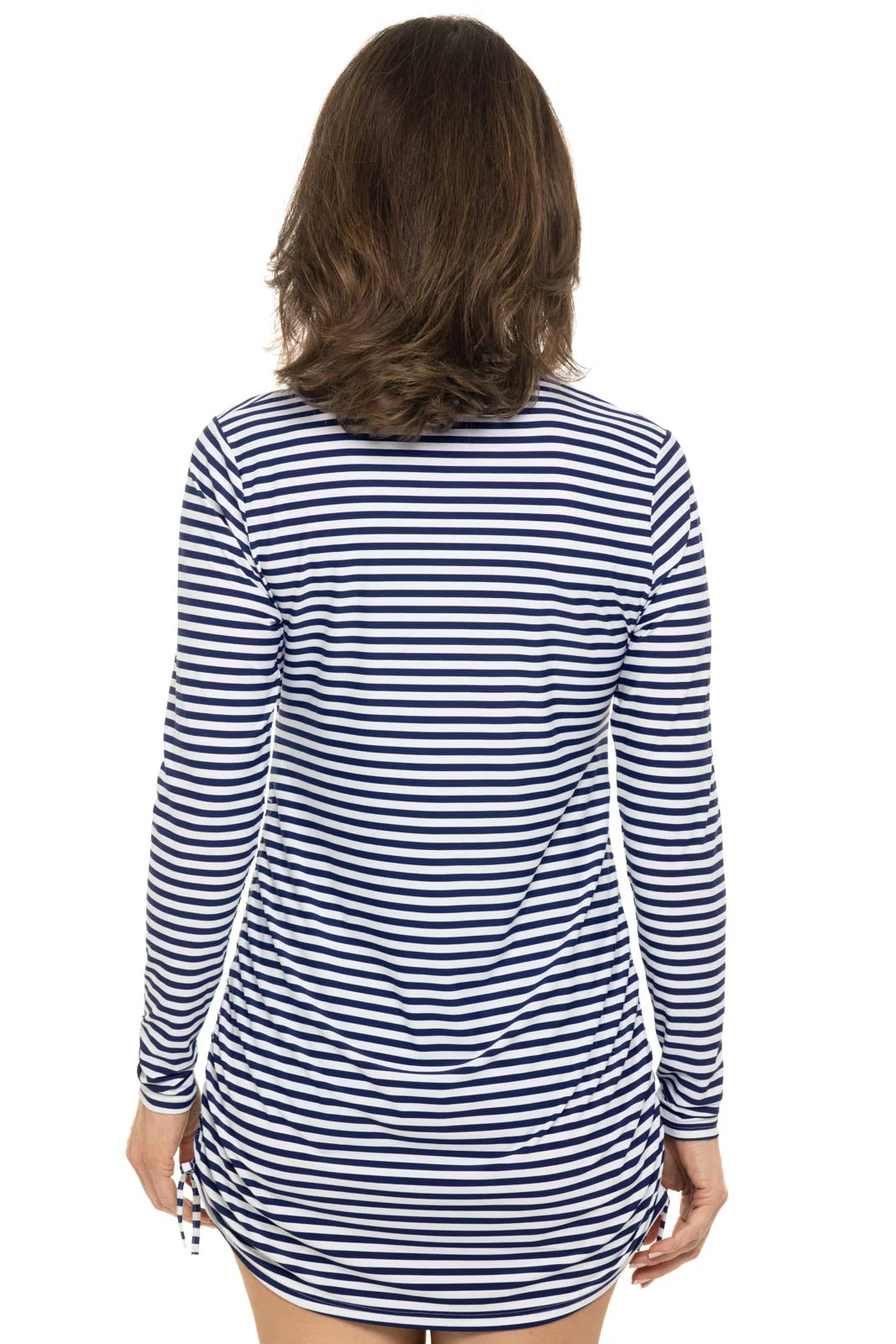 Women's Key Biscayne Ruche Swim Top | White/Navy Stripe - Image 3
