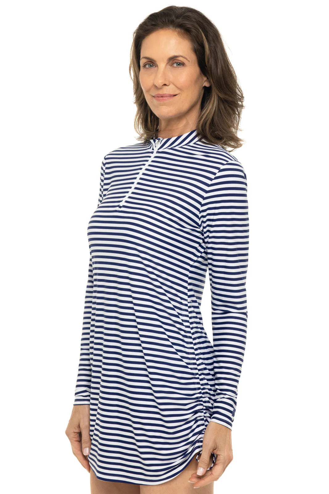 Women's Key Biscayne Ruche Swim Top | White/Navy Stripe - Image 4