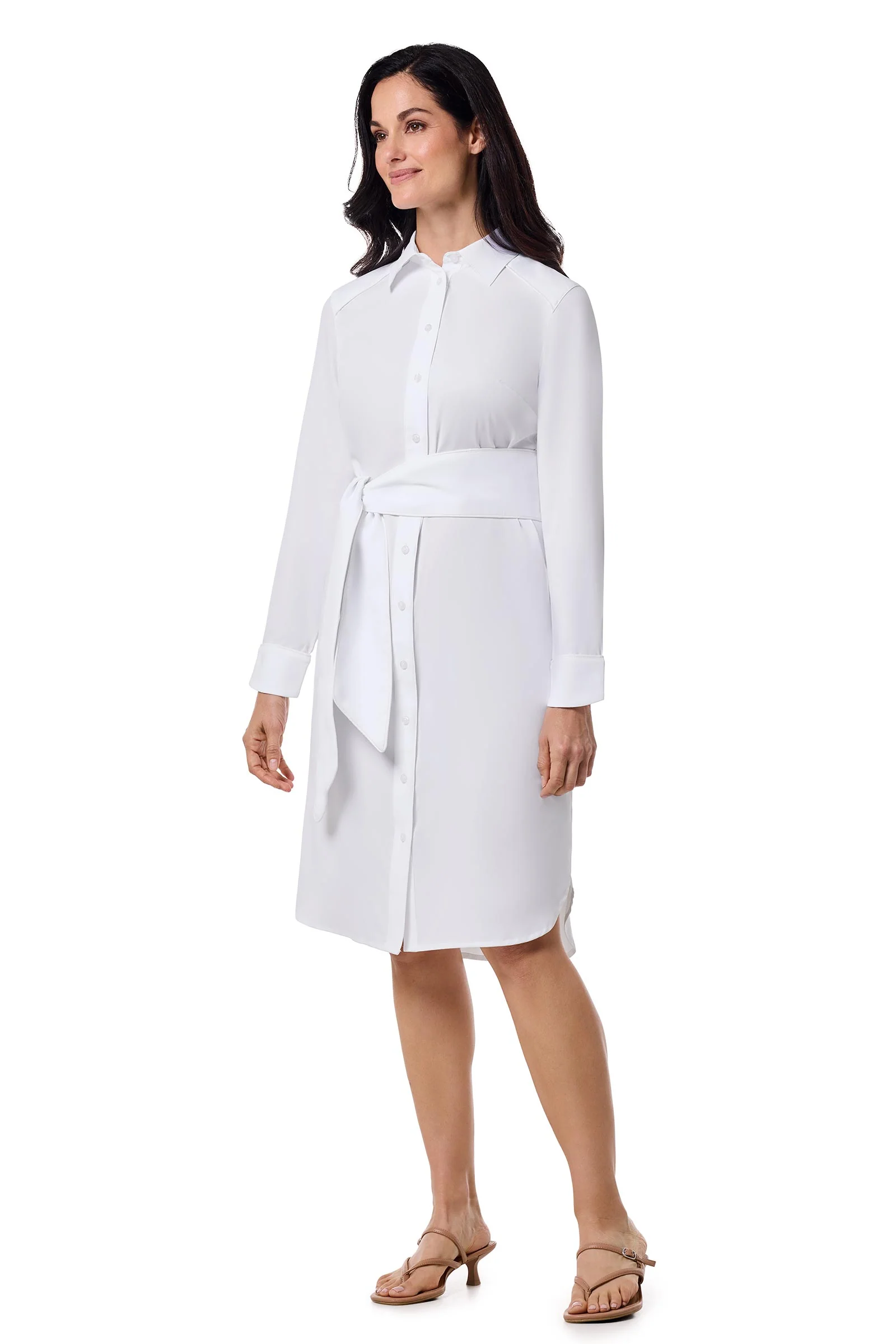 Women's Kitts Shirt Dress with Belt | White - Image 3