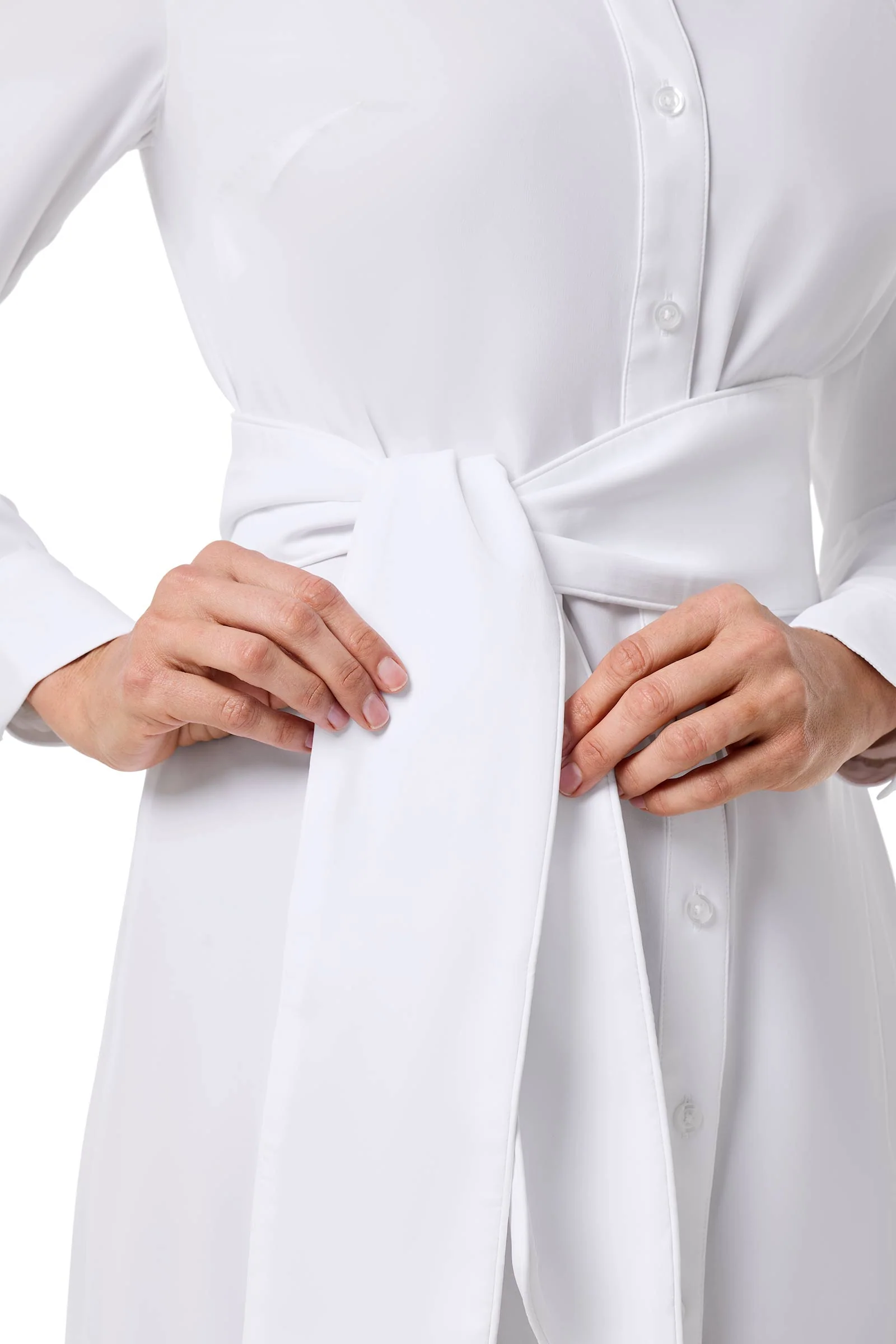 Women's Kitts Shirt Dress with Belt | White - Image 6