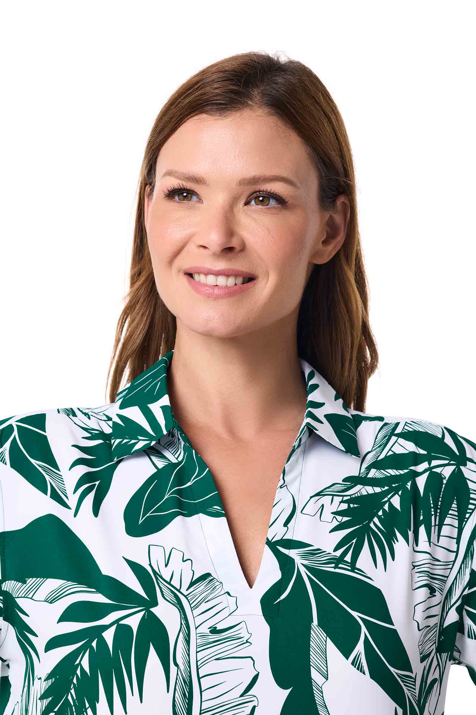 Women's Koesta Cover-Up Pull Over Shirt with Pockets | Eden Green Palm Paradise - Image 6