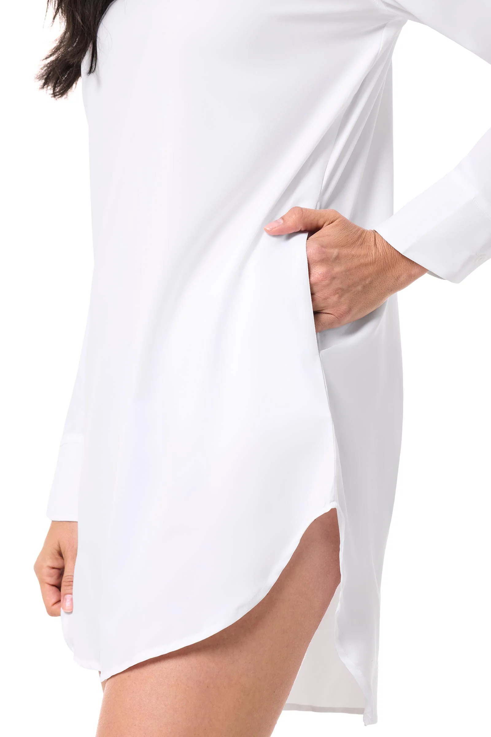 Women's Koesta Cover-Up Pull Over Shirt with Pockets | White - Image 6