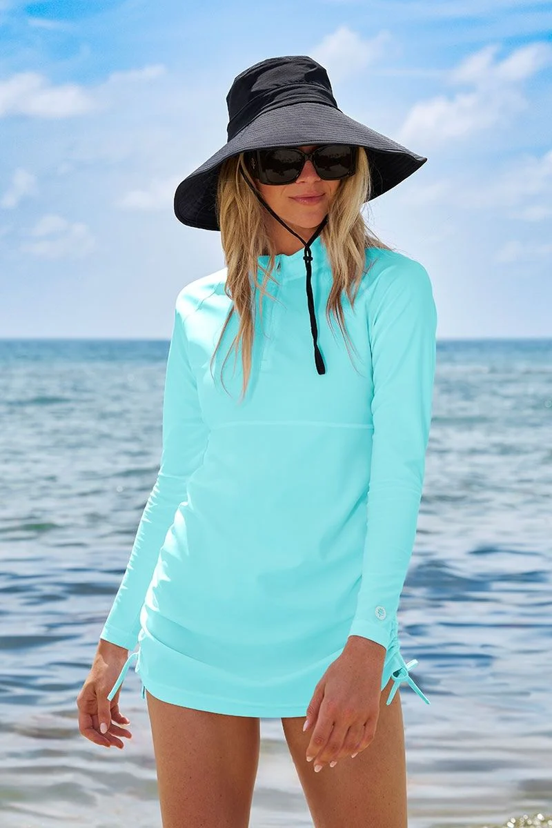 Women's Lawai Ruche Swim Shirt | Blue Curacao