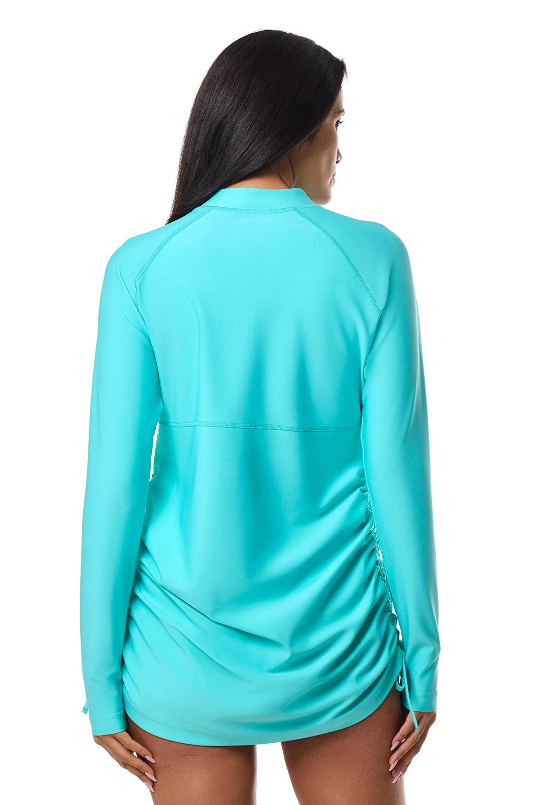 Women's Lawai Ruche Swim Shirt | Blue Curacao - Image 4