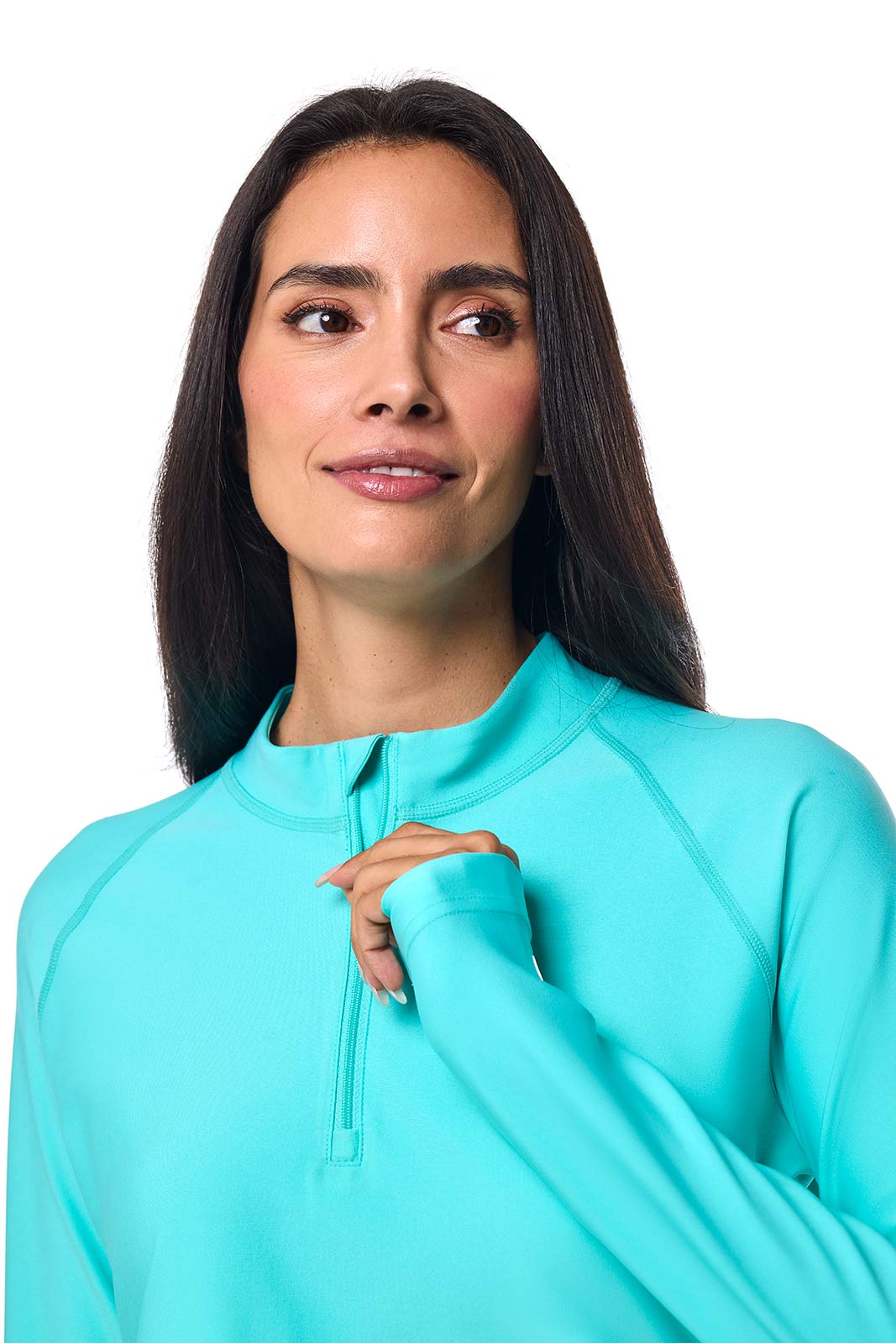 Women's Lawai Ruche Swim Shirt | Blue Curacao - Image 5