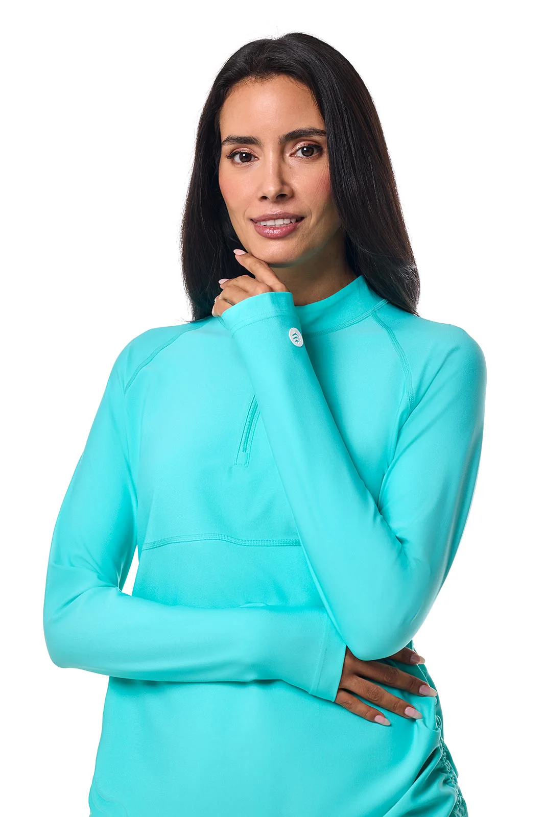 Women's Lawai Ruche Swim Shirt | Blue Curacao - Image 6