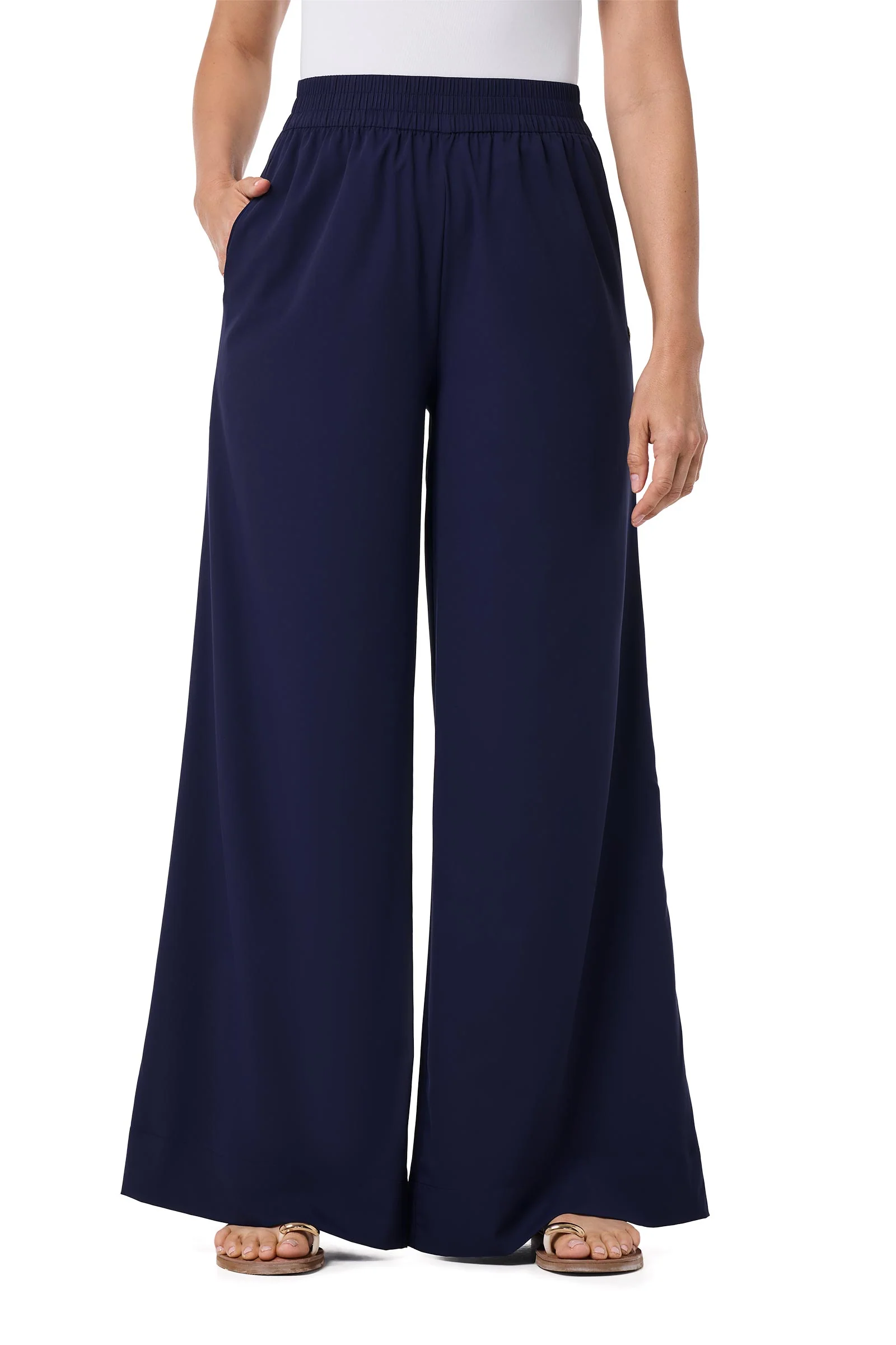 Women's Leros Wide Leg Pants | Navy - Image 2