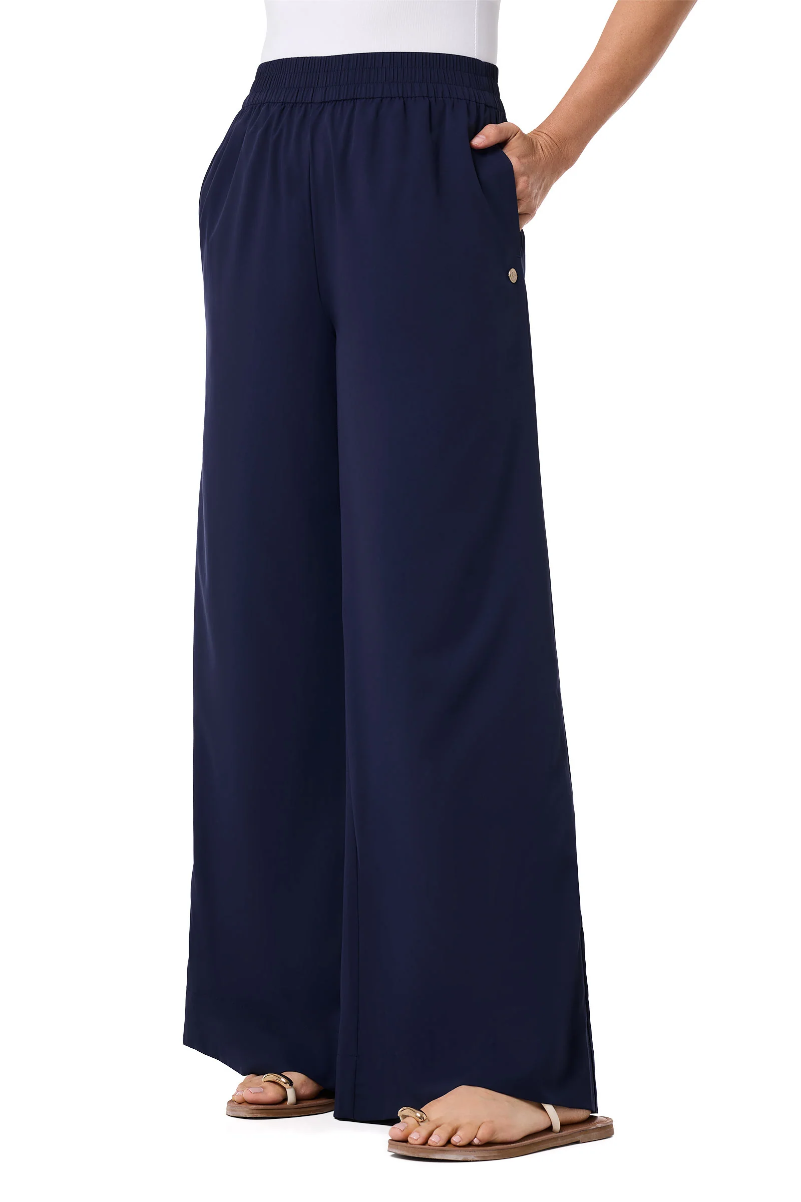 Women's Leros Wide Leg Pants | Navy - Image 3