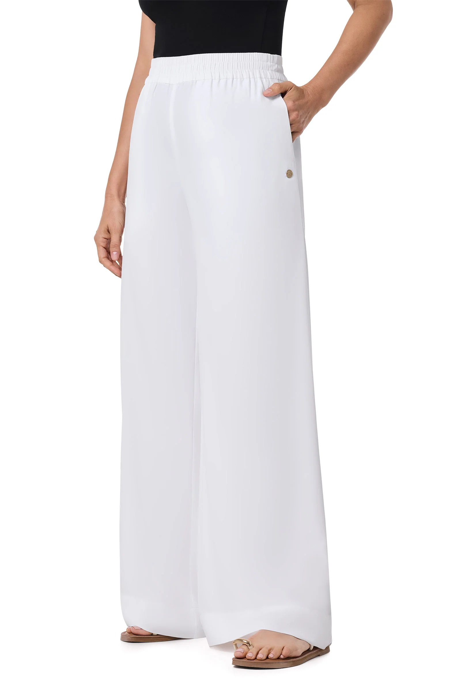 Women's Leros Wide Leg Pants | White - Image 3
