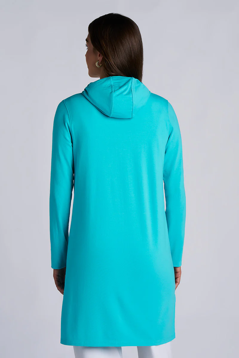 Women's Cabana Long Zip-Up Hoodie | Coolibar Blue - Image 5
