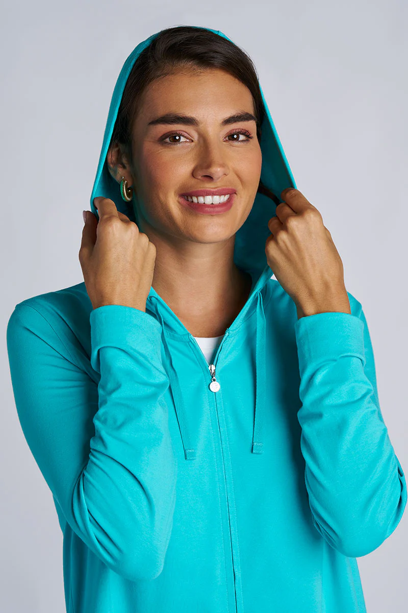 Women's Cabana Long Zip-Up Hoodie | Coolibar Blue - Image 6