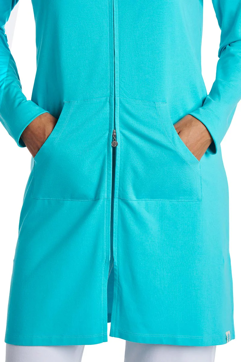 Women's Cabana Long Zip-Up Hoodie | Coolibar Blue - Image 9
