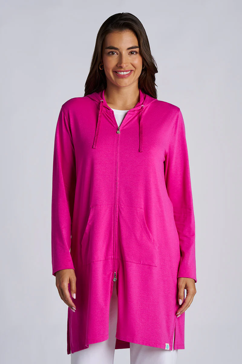 Women's Cabana Long Zip-Up Hoodie | Fuchsia - Image 2