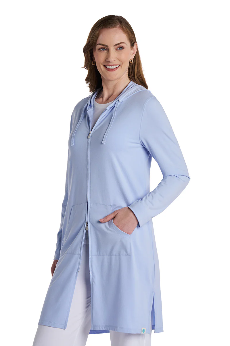 Women's Cabana Long Zip-Up Hoodie | Periwinkle - Image 3