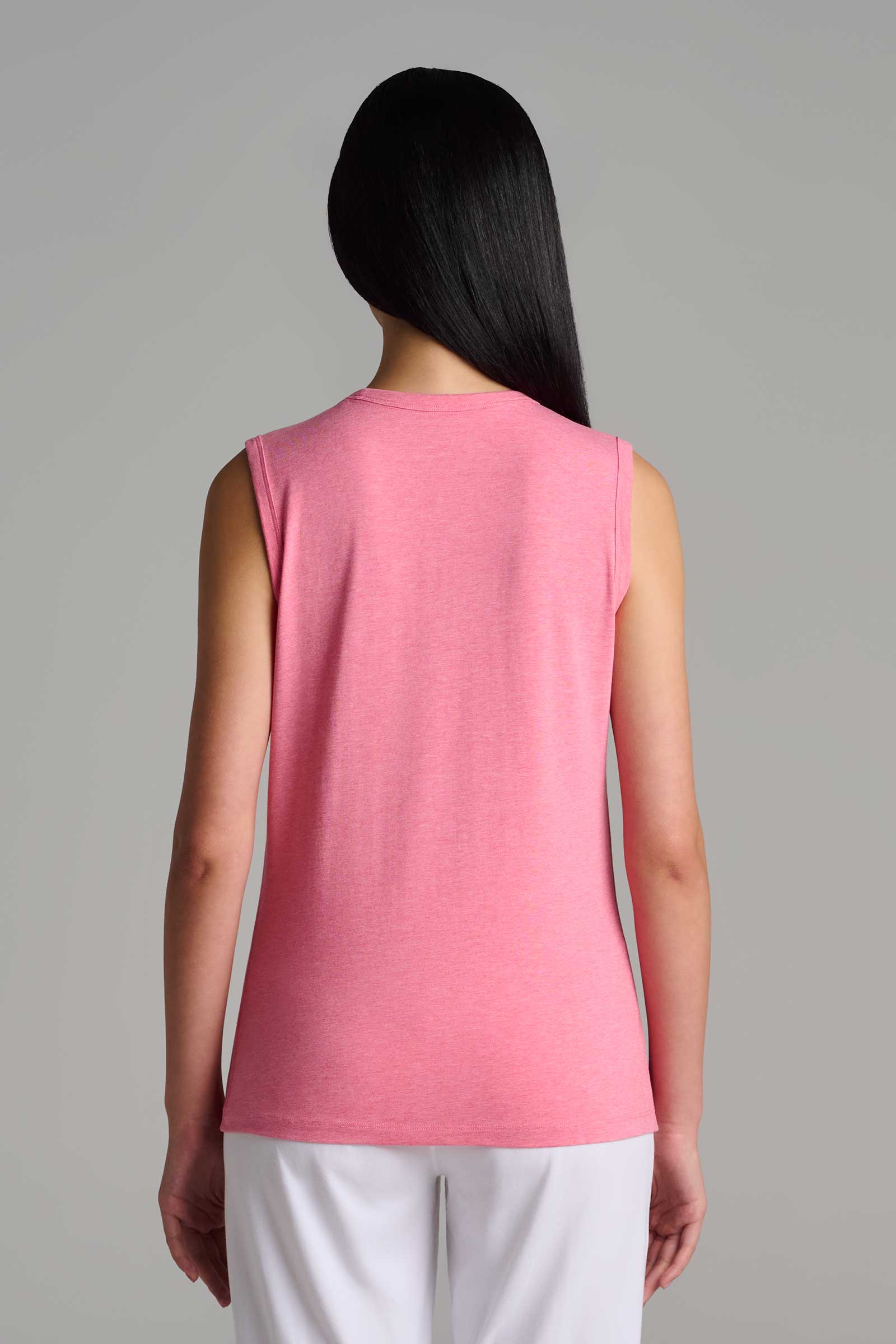Women's LumaLeo High Neck Tank Top | Flamingo Pink Heather - Image 2