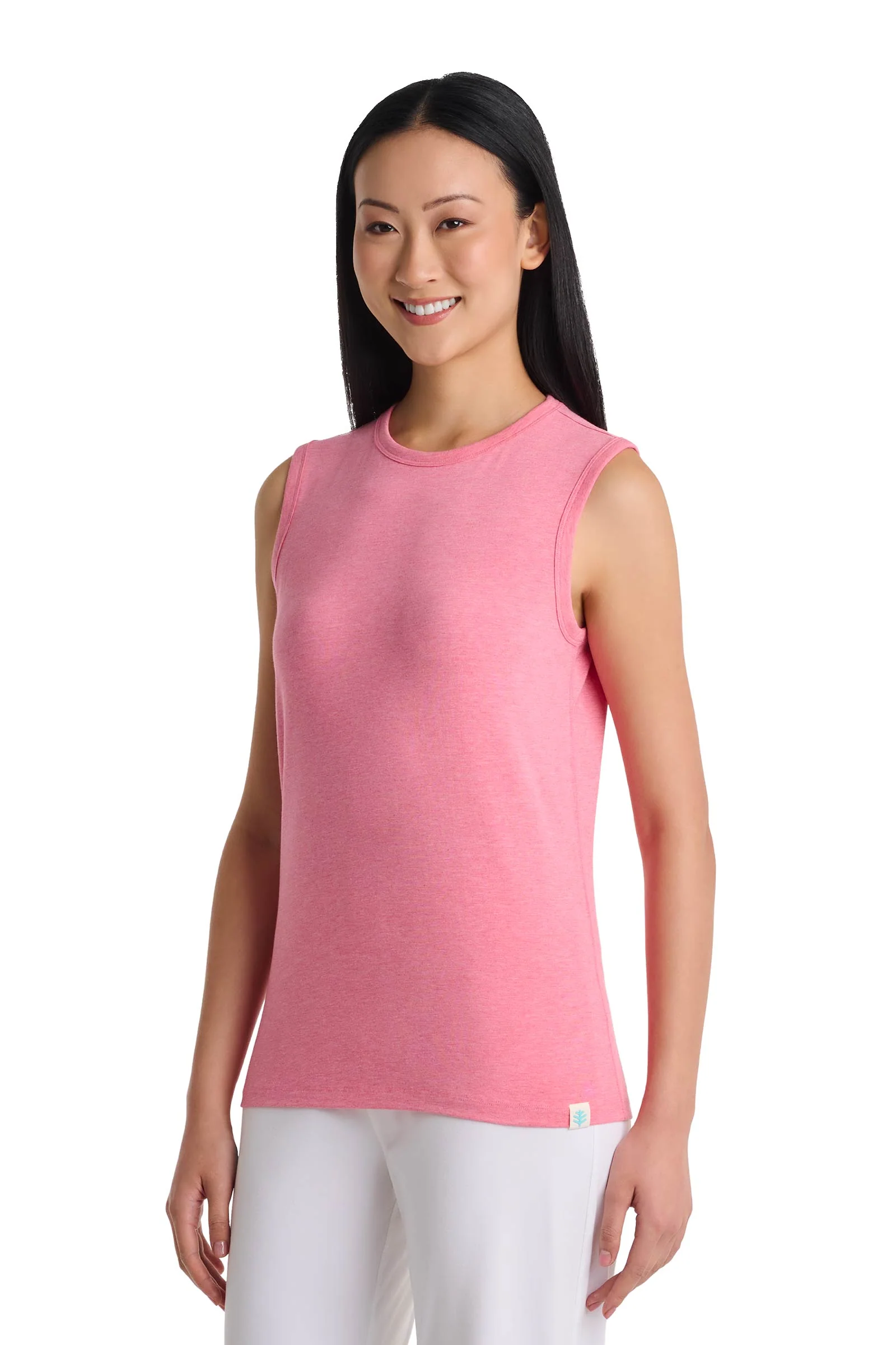 Women's LumaLeo High Neck Tank Top | Flamingo Pink Heather - Image 4