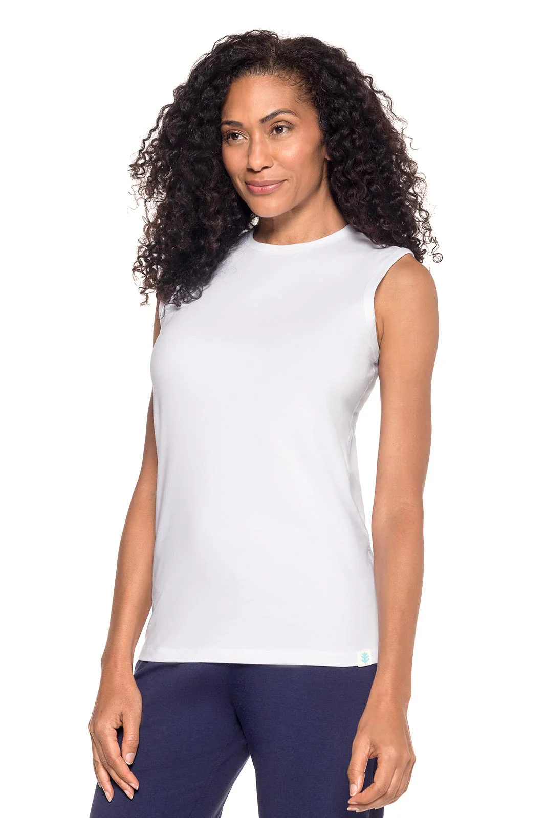 Women's LumaLeo High Neck Tank Top | White - Image 4