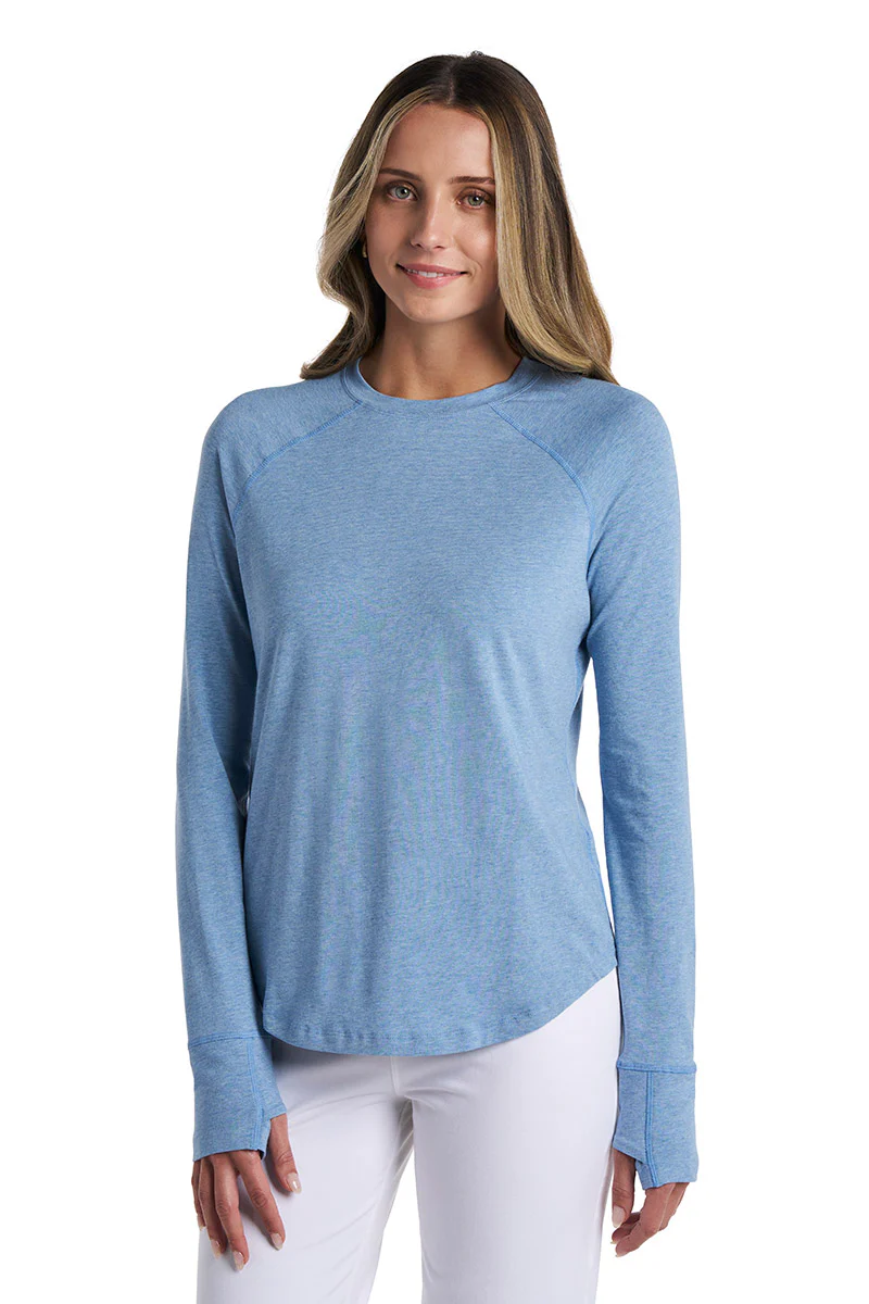 Women's LumaLeo Long Sleeve T-Shirt with Thumbholes | Light Blue Heather - Image 4