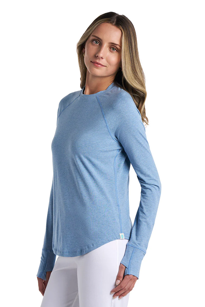 Women's LumaLeo Long Sleeve T-Shirt with Thumbholes | Light Blue Heather - Image 5