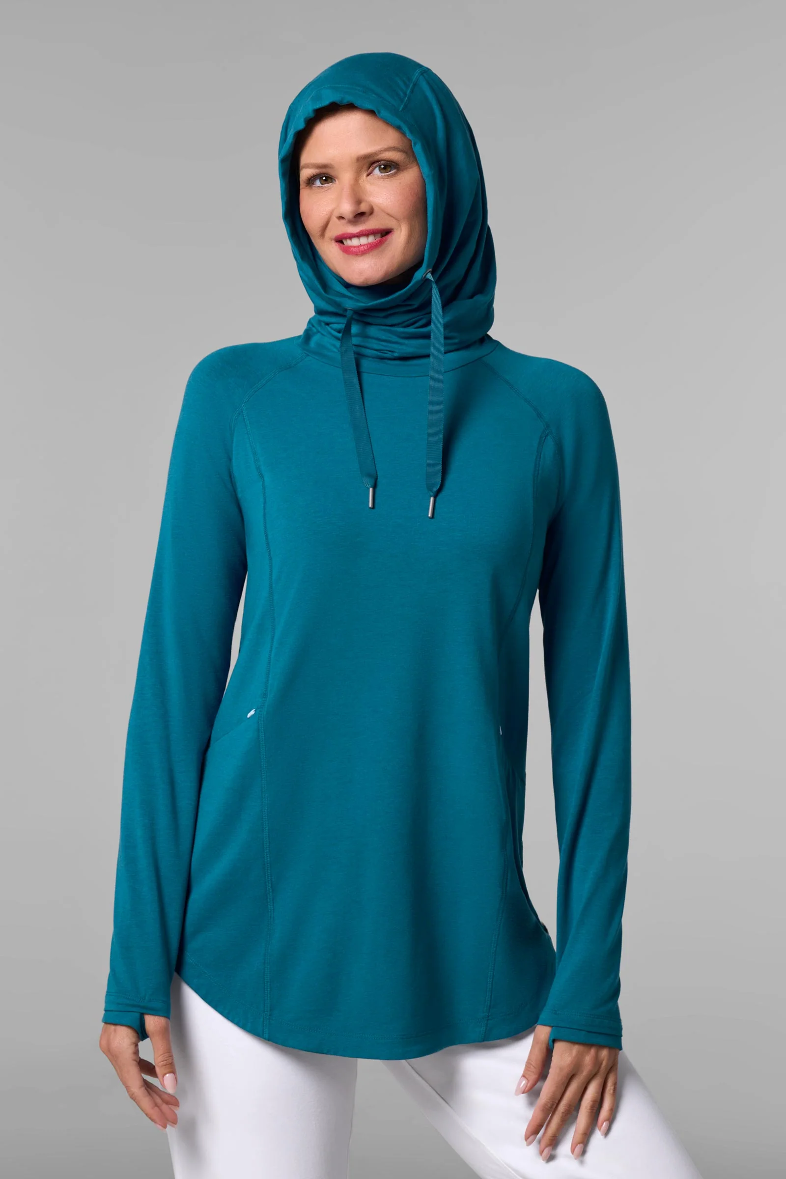 Women's LumaLeo Pullover Hoodie with Thumbholes | Bluejay - Image 2
