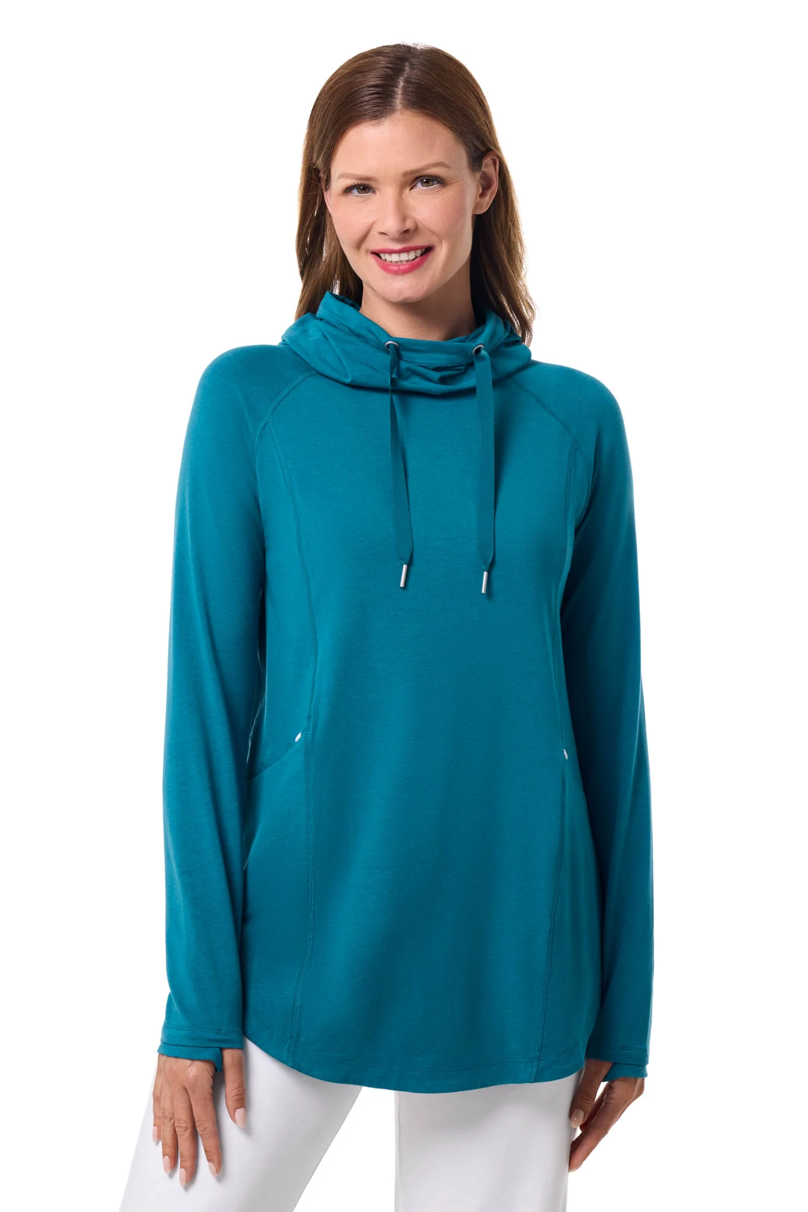 Women's LumaLeo Pullover Hoodie with Thumbholes | Bluejay - Image 3